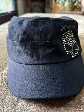 Harley-Davidson Black Cadet Cap with Studded Skull Emblem